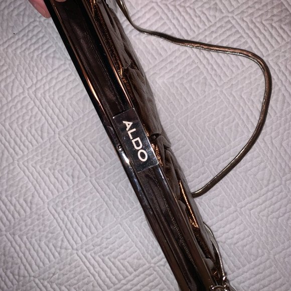 Aldo Bronze Clutch with silver clasp and chain - NWT - Picture 2 of 4